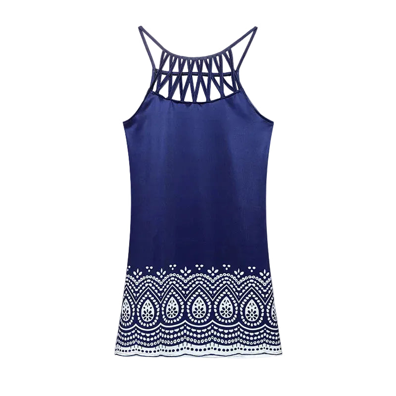Trendy summer tunic dress with ethnic print & spaghetti straps – Kiara 2