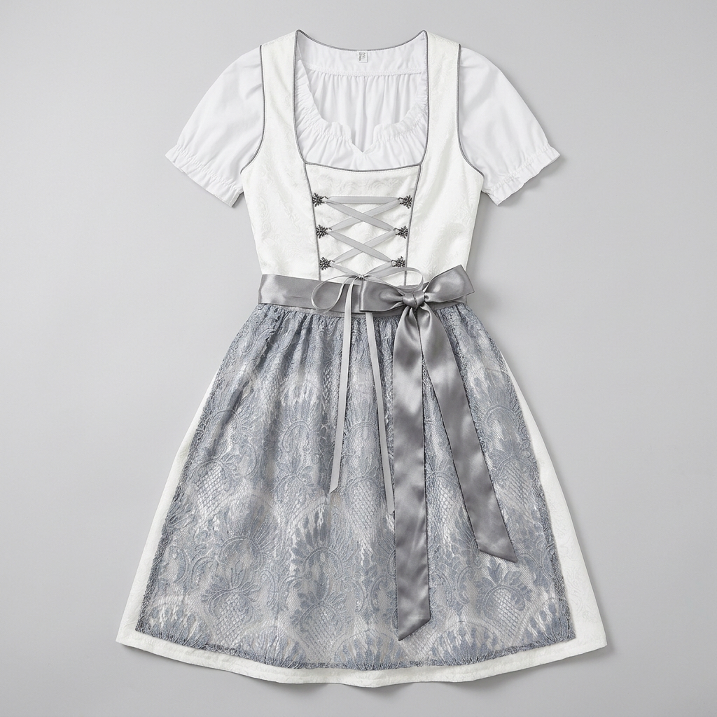 Women's Embroidered Lace Apron Dirndl Dress Set