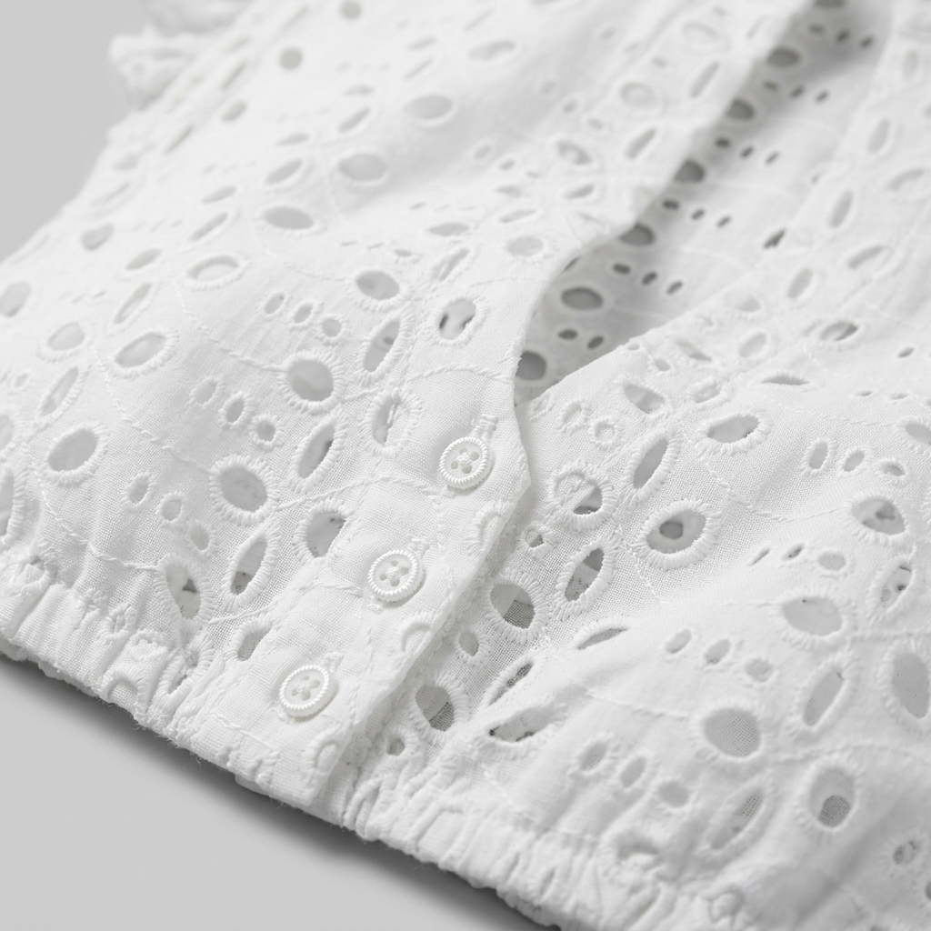 Women's Eyelet Embroidery Cropped Dirndl Blouse