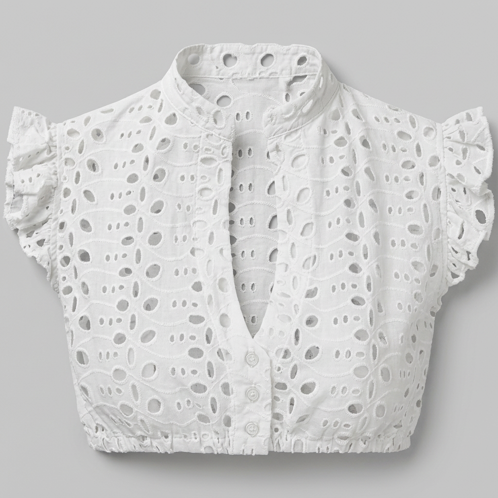 Women's Eyelet Embroidery Cropped Dirndl Blouse