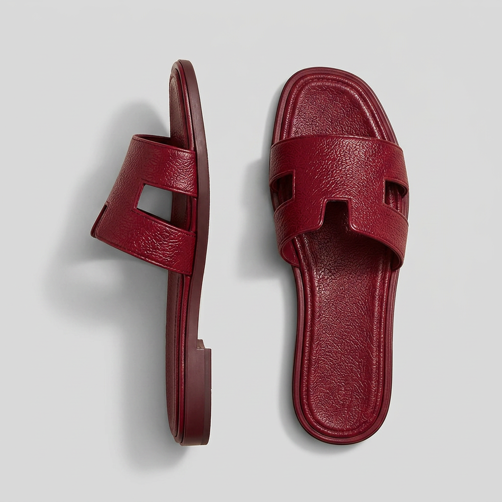 Women's Flat Slide Sandals with Metallic Finish