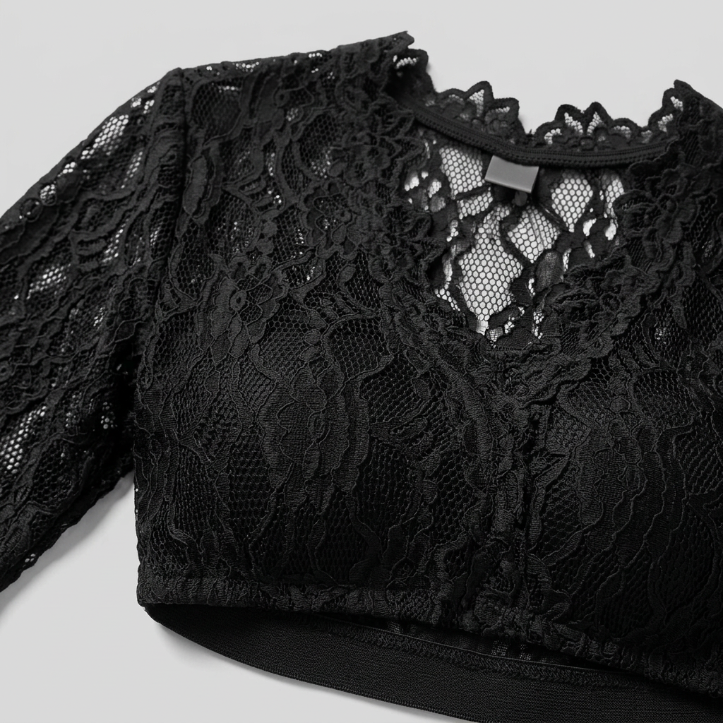 Women's Floral Lace Cropped Dirndl Blouse