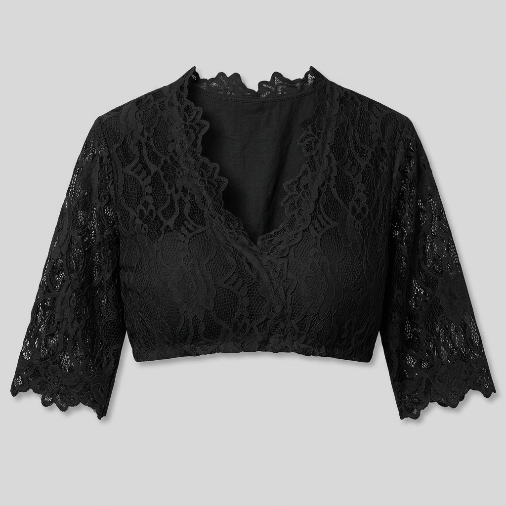 Women's Floral Lace Cropped Dirndl Blouse