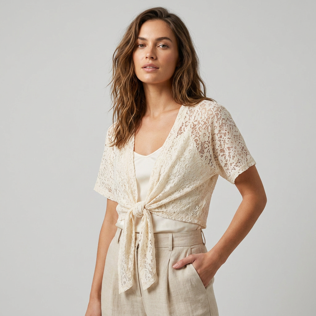 Women's Floral Lace Front-Tie Bolero Shrug