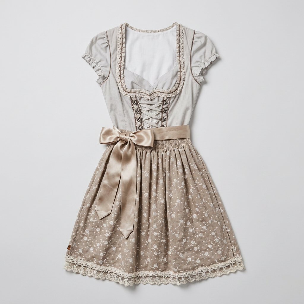 Women's Floral Print Dirndl Dress with Apron