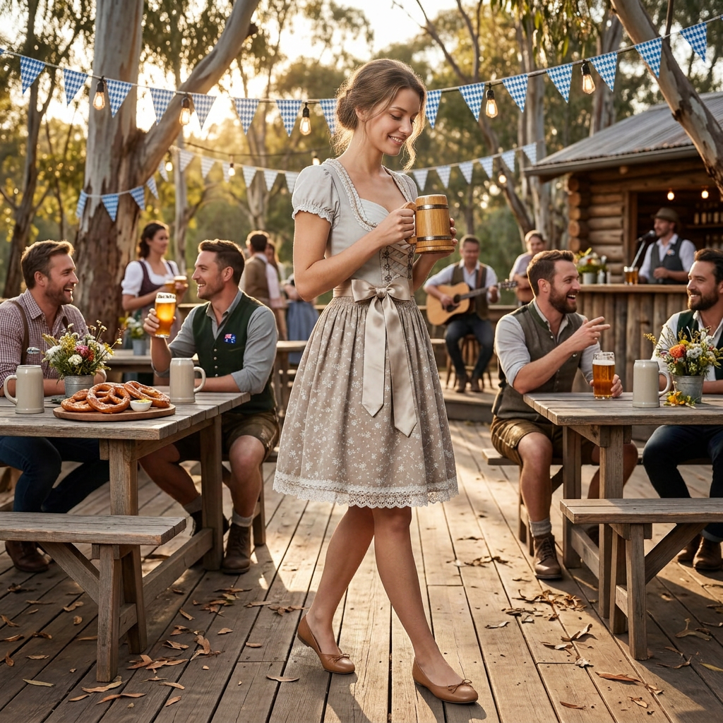 Women's Floral Print Dirndl Dress with Apron