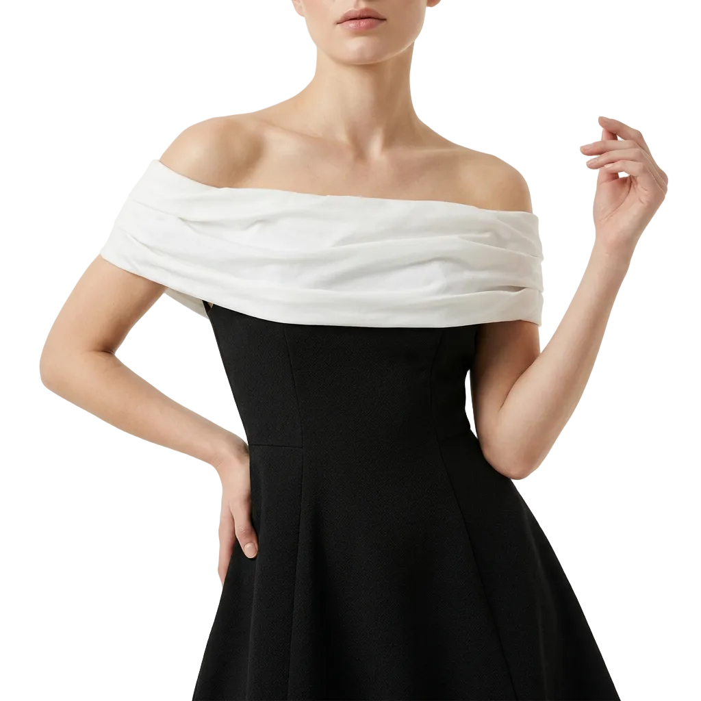 Women's Foldover Neckline Strapless Mini Dress