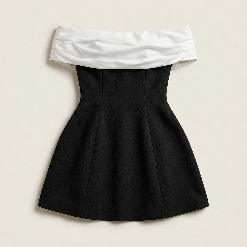 Women's Foldover Neckline Strapless Mini Dress
