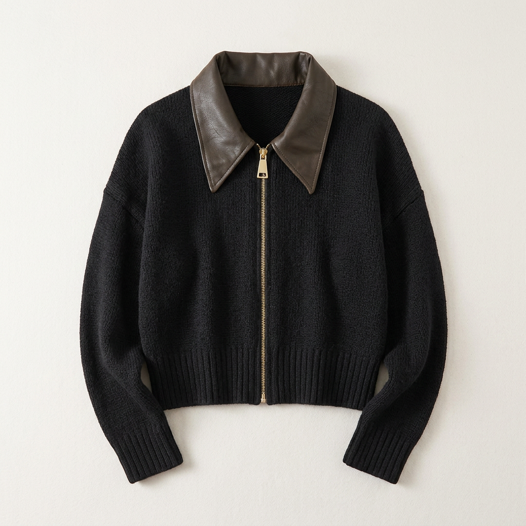 Women’s Front Zip Jacket Pointed Collar Design