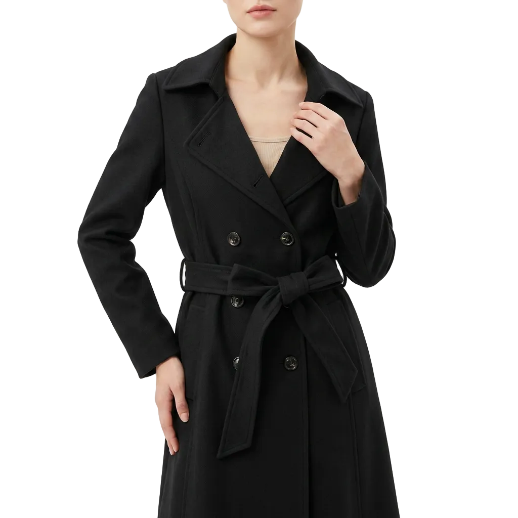 Women’s Full-Length Coat Tie Belt Design