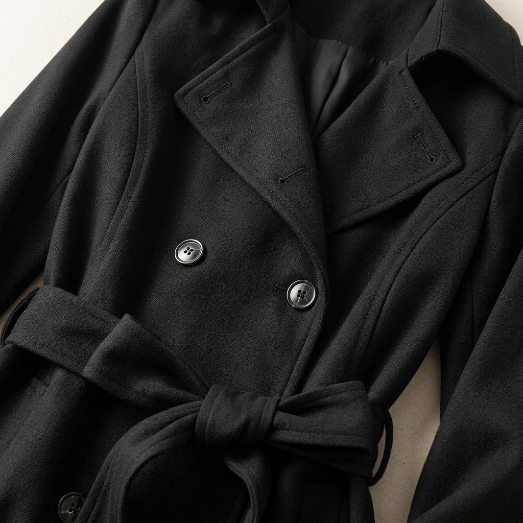 Women’s Full-Length Coat Tie Belt Design