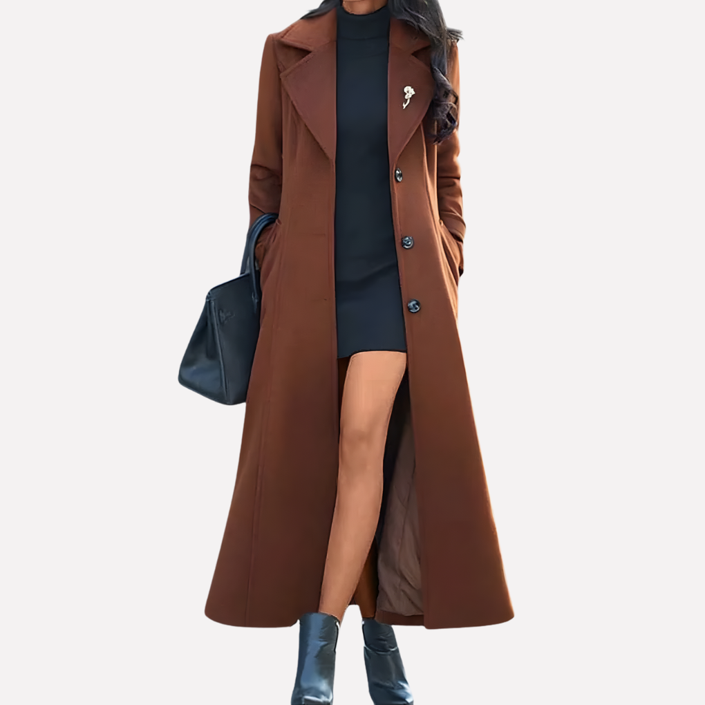 Women’s Long Shawl-Collar Coat with Waist Belt 1