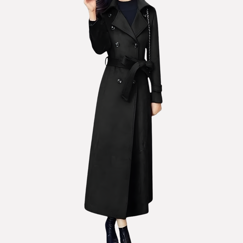 Women’s Full-Length Coat Tie Belt Design