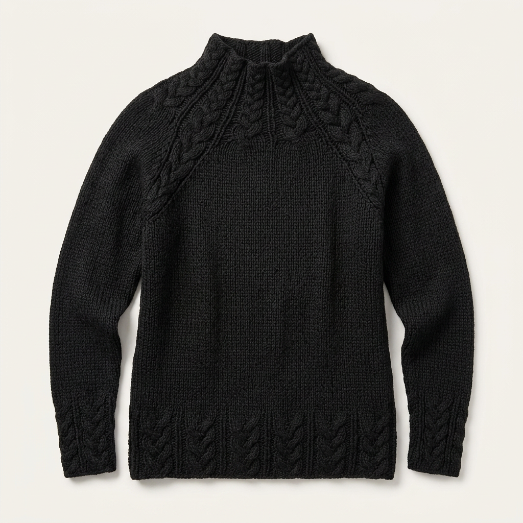 Women’s Funnel Neck Sweater Patterned Yoke Trim