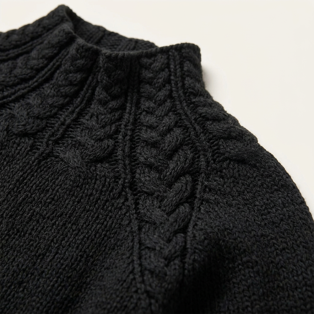 Women’s Funnel Neck Sweater Patterned Yoke Trim
