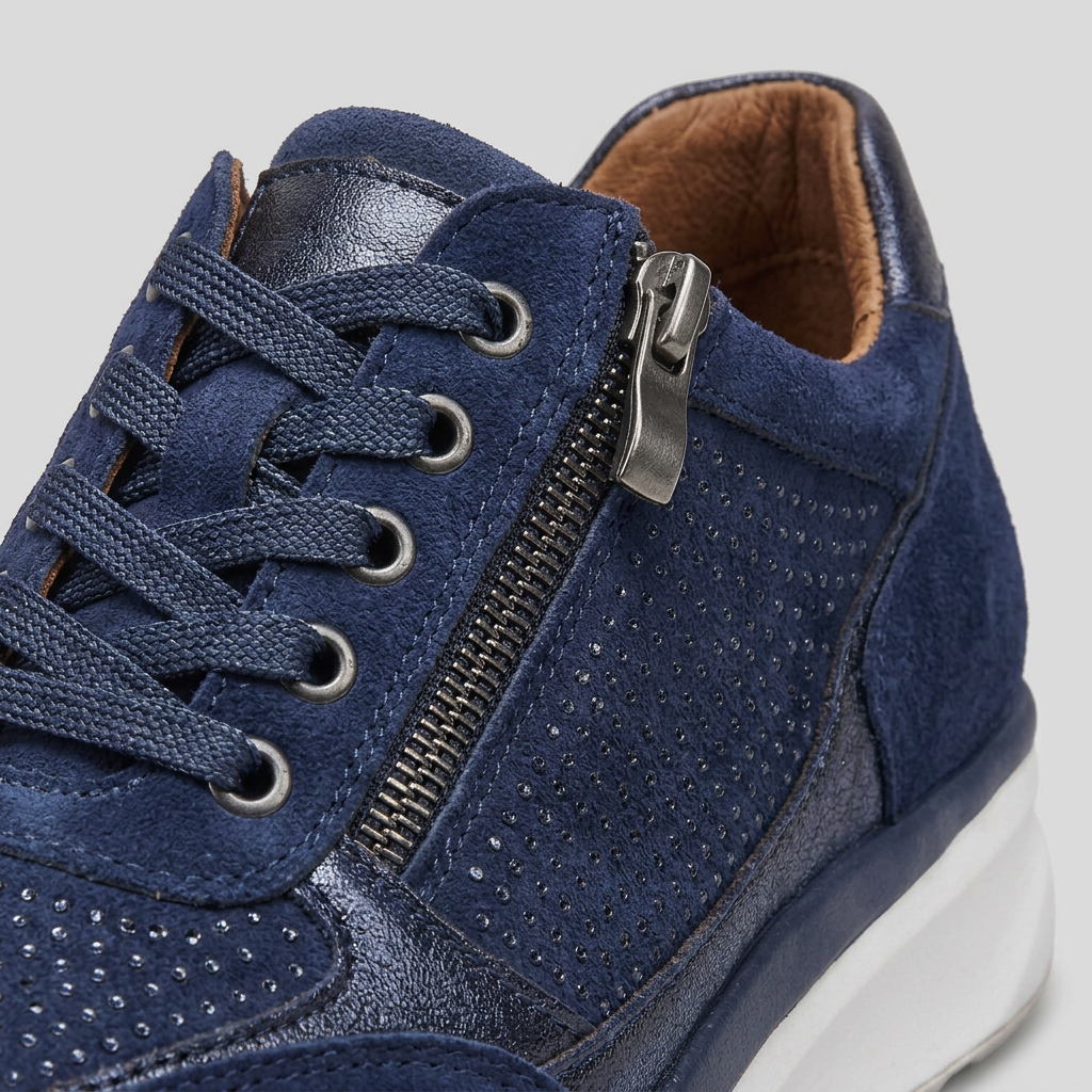 Women's Glitzy Lace-Up Sneakers with Zip Closure