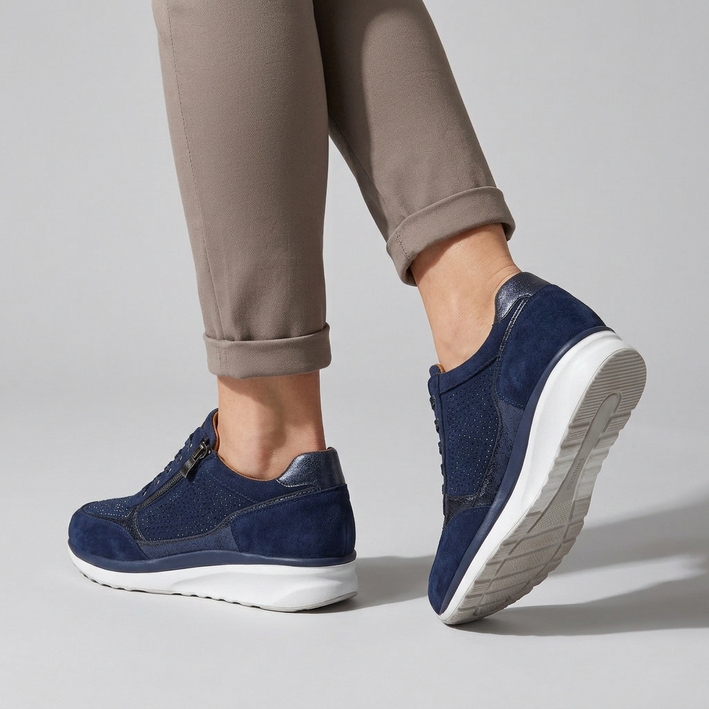 Women's Glitzy Lace-Up Sneakers with Zip Closure