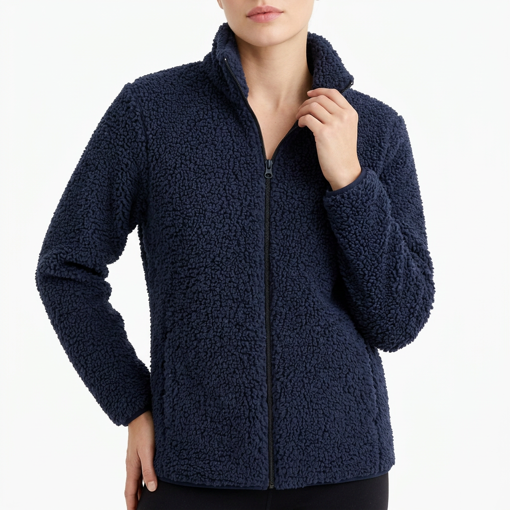 Women’s High Collar Jacket Full Zipper Closure