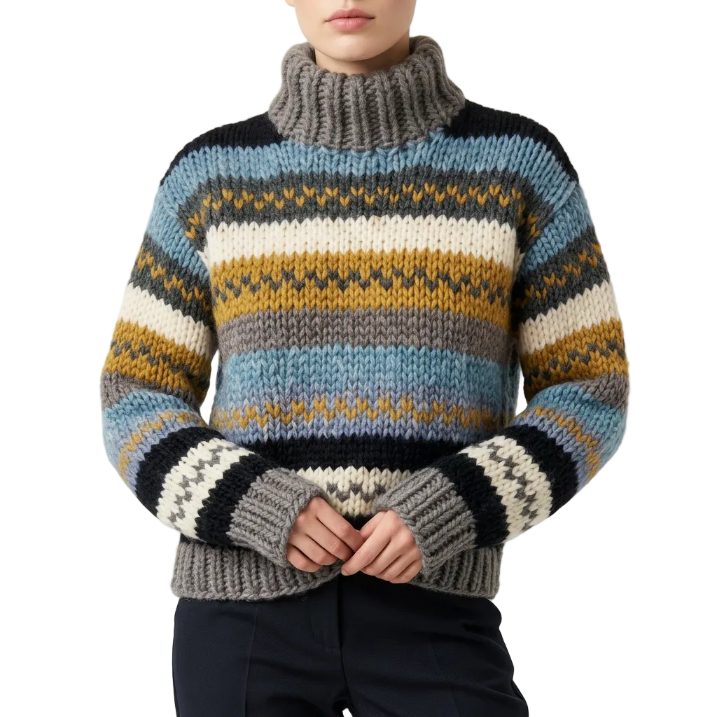 Women’s High Neck Knitwear Fair Isle Pattern