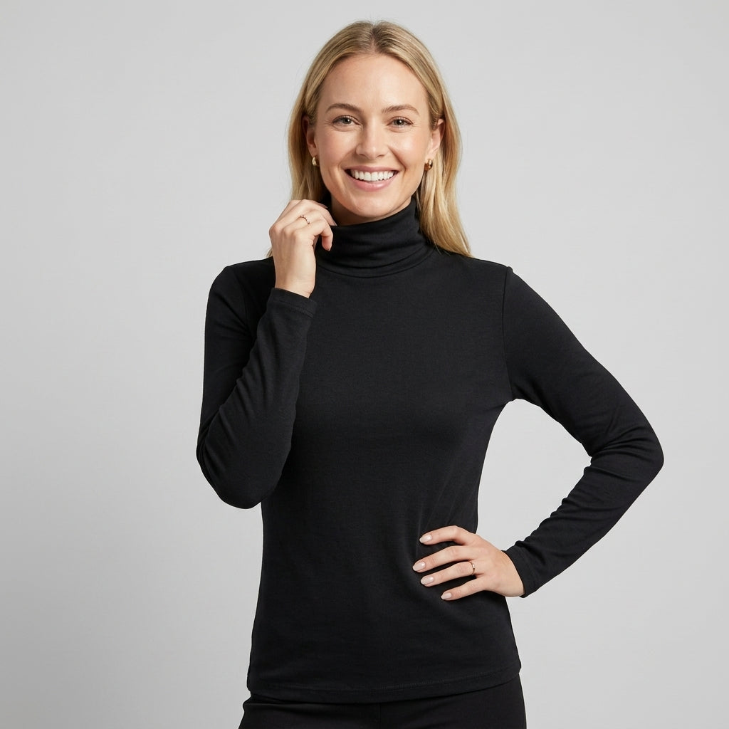 Women's High Neck Turtleneck Long Sleeve Fitted Top
