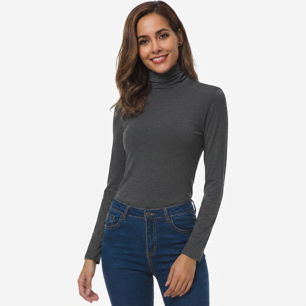 Women's High Neck Turtleneck Long Sleeve Fitted Top