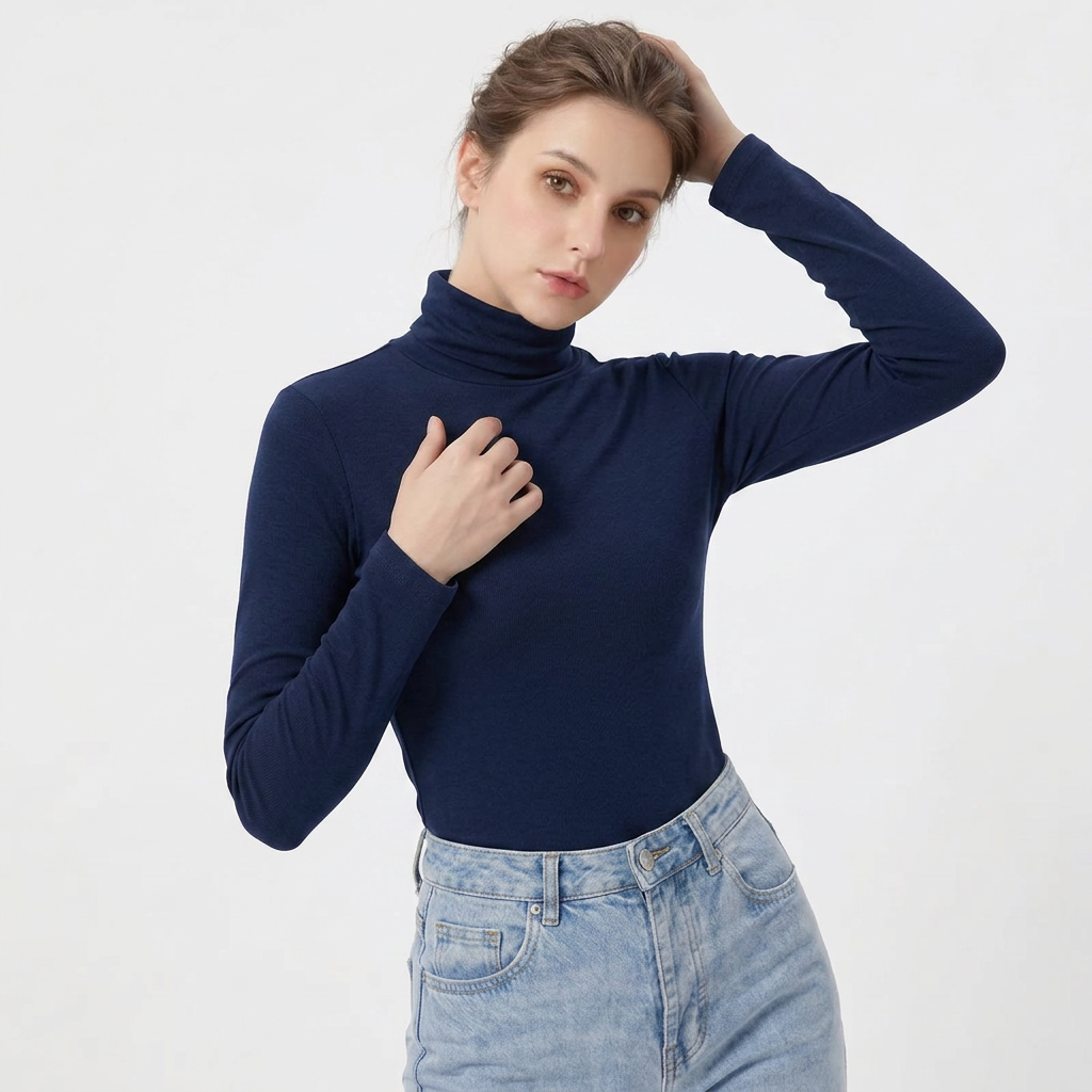 Women's High Neck Turtleneck Long Sleeve Fitted Top