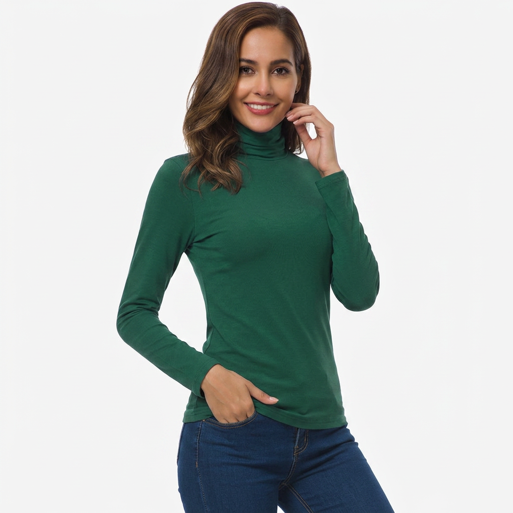 Women's High Neck Turtleneck Long Sleeve Fitted Top