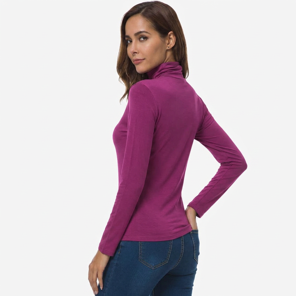 Women's High Neck Turtleneck Long Sleeve Fitted Top