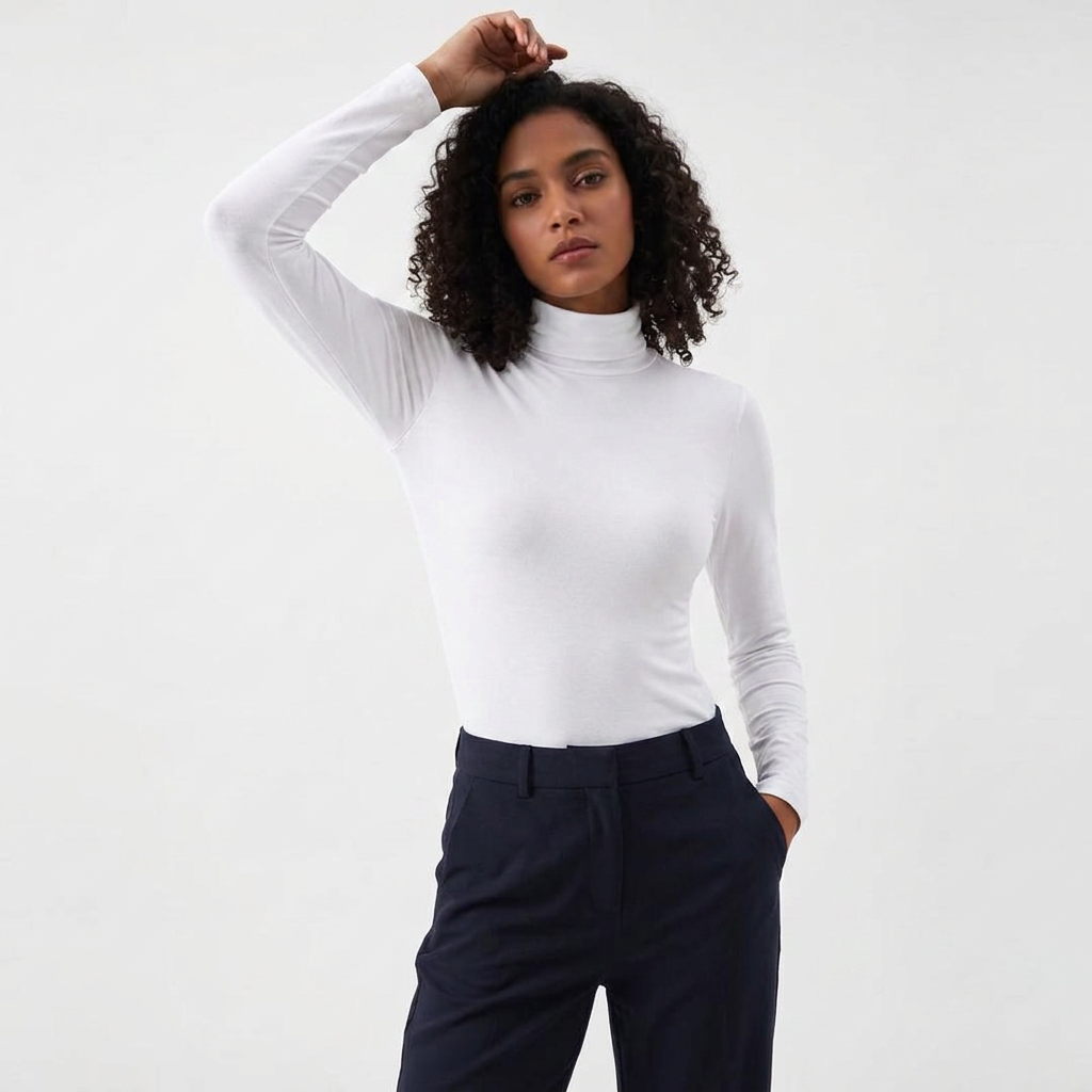 Women's High Neck Turtleneck Long Sleeve Fitted Top