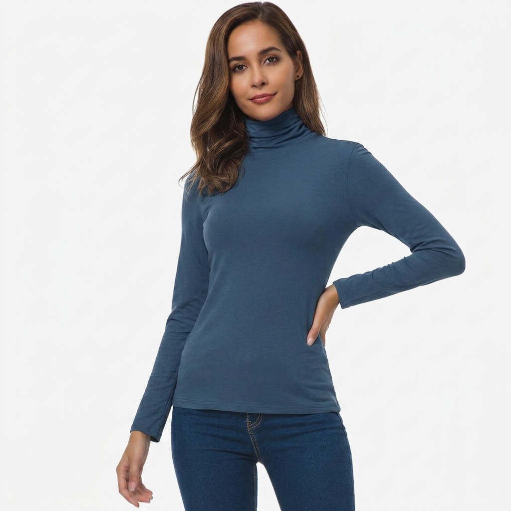 Women's High Neck Turtleneck Long Sleeve Fitted Top