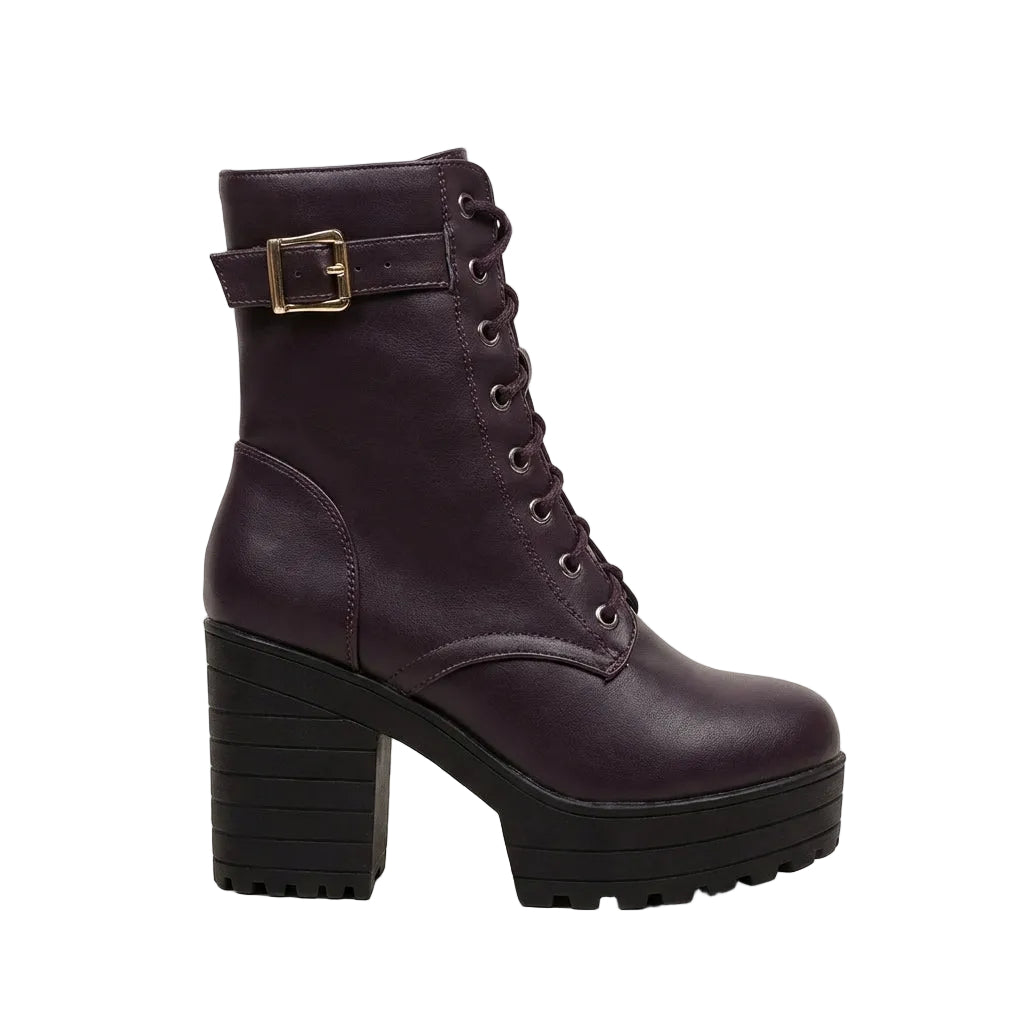 Women’s High Platform Boots with Side Buckle
