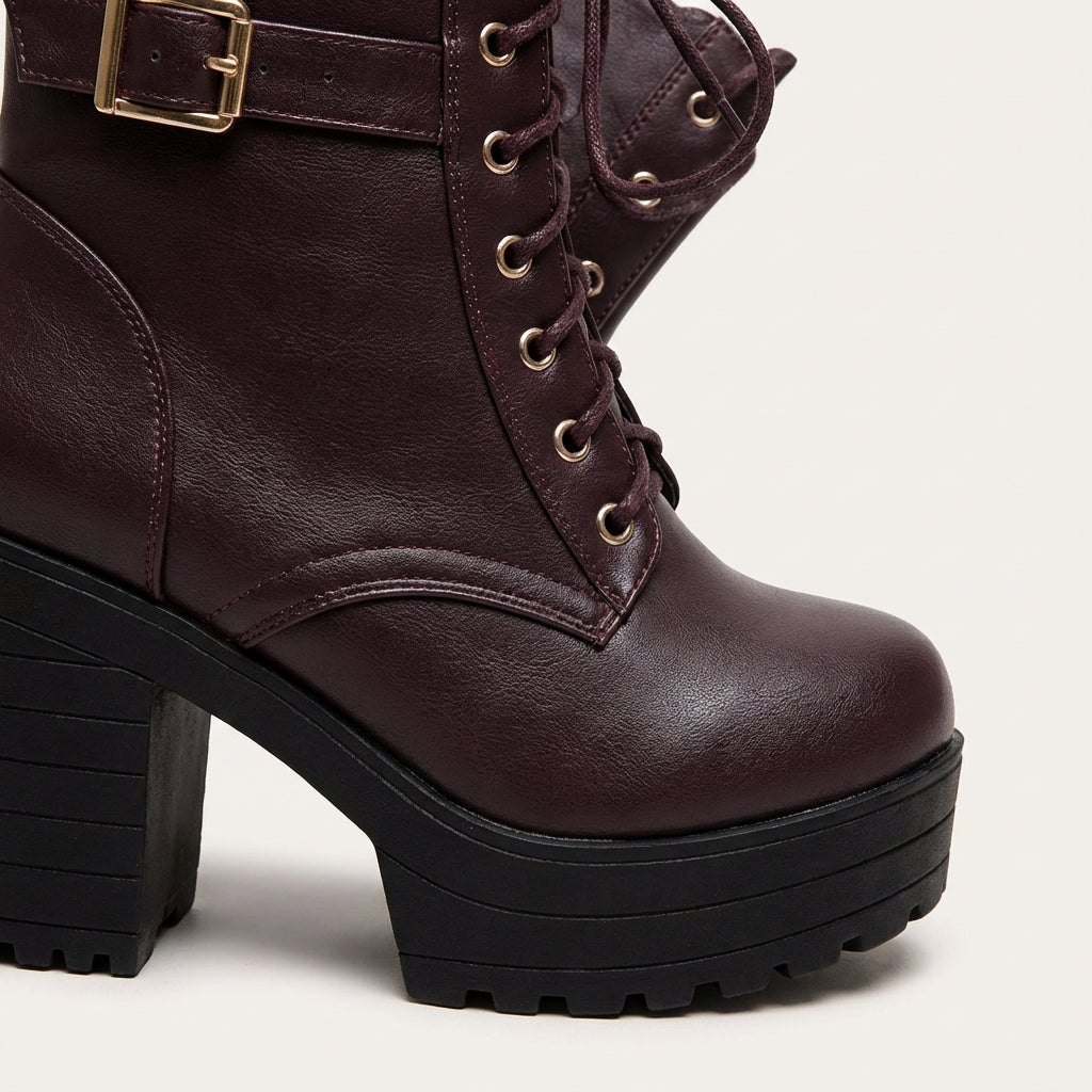 Women’s High Platform Boots with Side Buckle