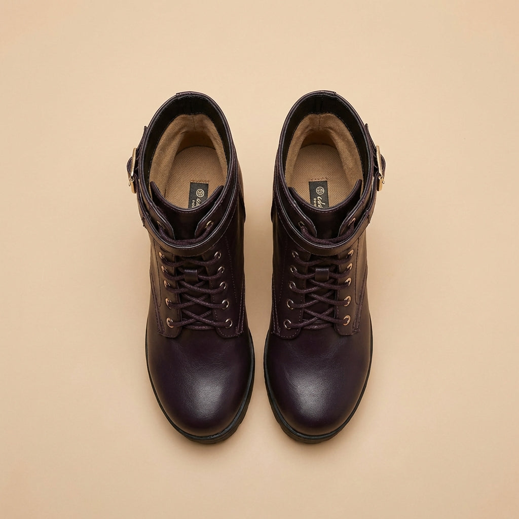 Women’s High Platform Boots with Side Buckle