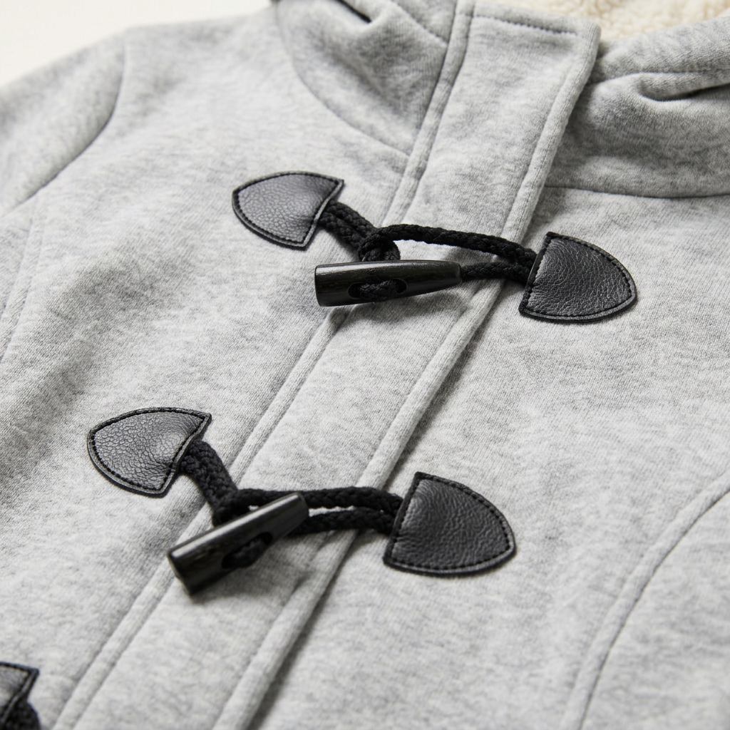 Women’s Hooded Coat Front Toggle Closure Patch Pockets