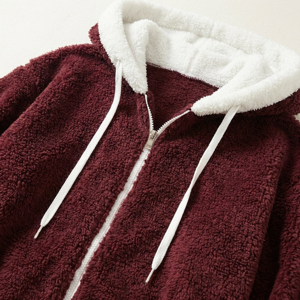 Women’s Hooded Coat Front Zip Long Slouchy Sleeves Layout