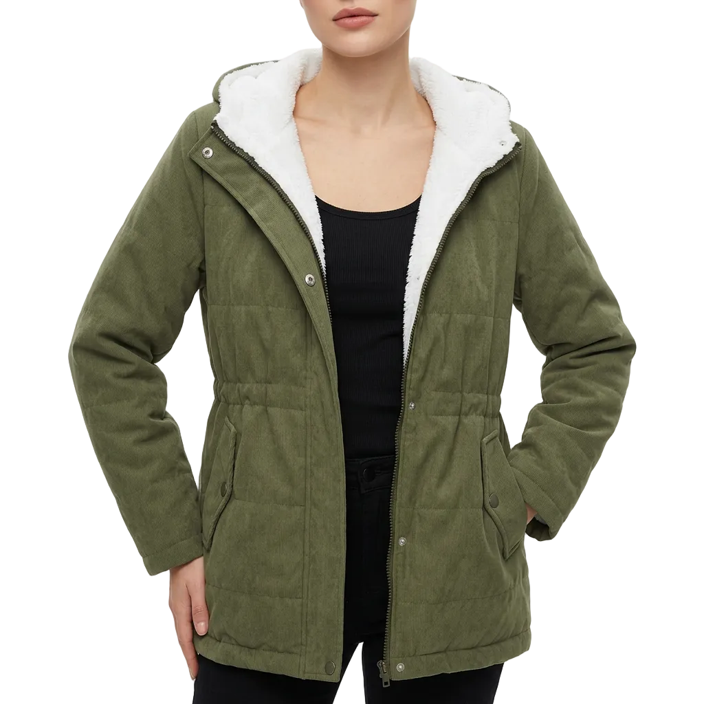 Women’s Hooded Jacket Front Zipper Snap Button Closure