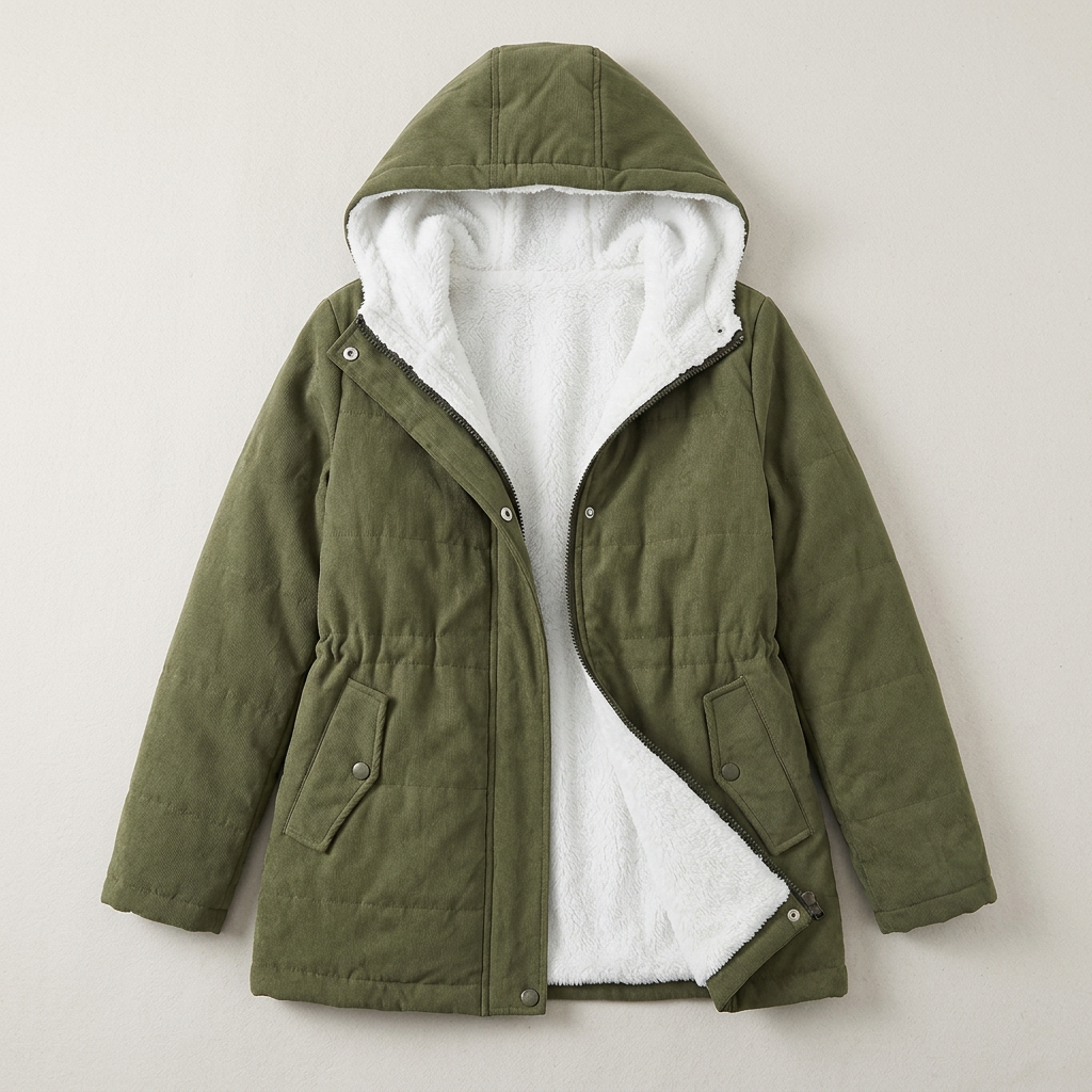 Women’s Hooded Jacket Front Zipper Snap Button Closure