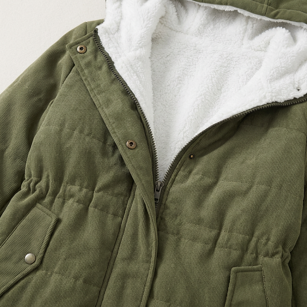 Women’s Hooded Jacket Front Zipper Snap Button Closure