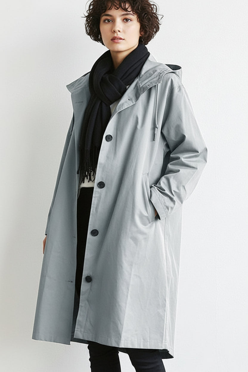 Women's Hooded Waterproof Rain Trench Coat - Lightweight, Stylish 0