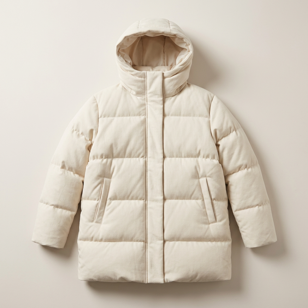 Women’s Hooded Puffer Coat Front Zipper Closure