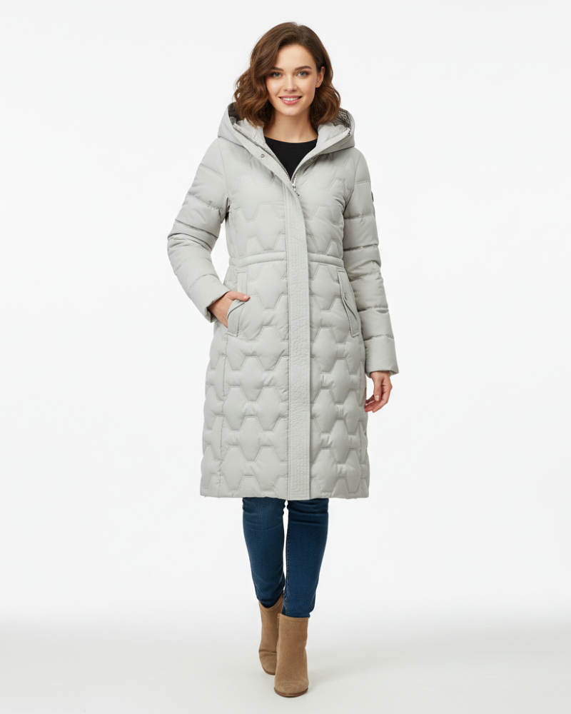Nicole Women's Long Hooded Coat – Elegant Quilted, Warmth & Winter Style 1