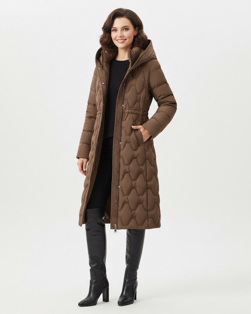 Nicole Women's Long Hooded Coat – Elegant Quilted, Warmth & Winter Style 2