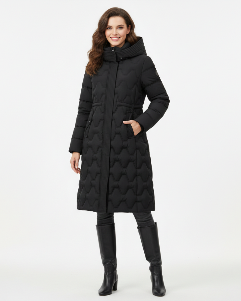 Nicole Women's Long Hooded Coat – Elegant Quilted, Warmth & Winter Style 3
