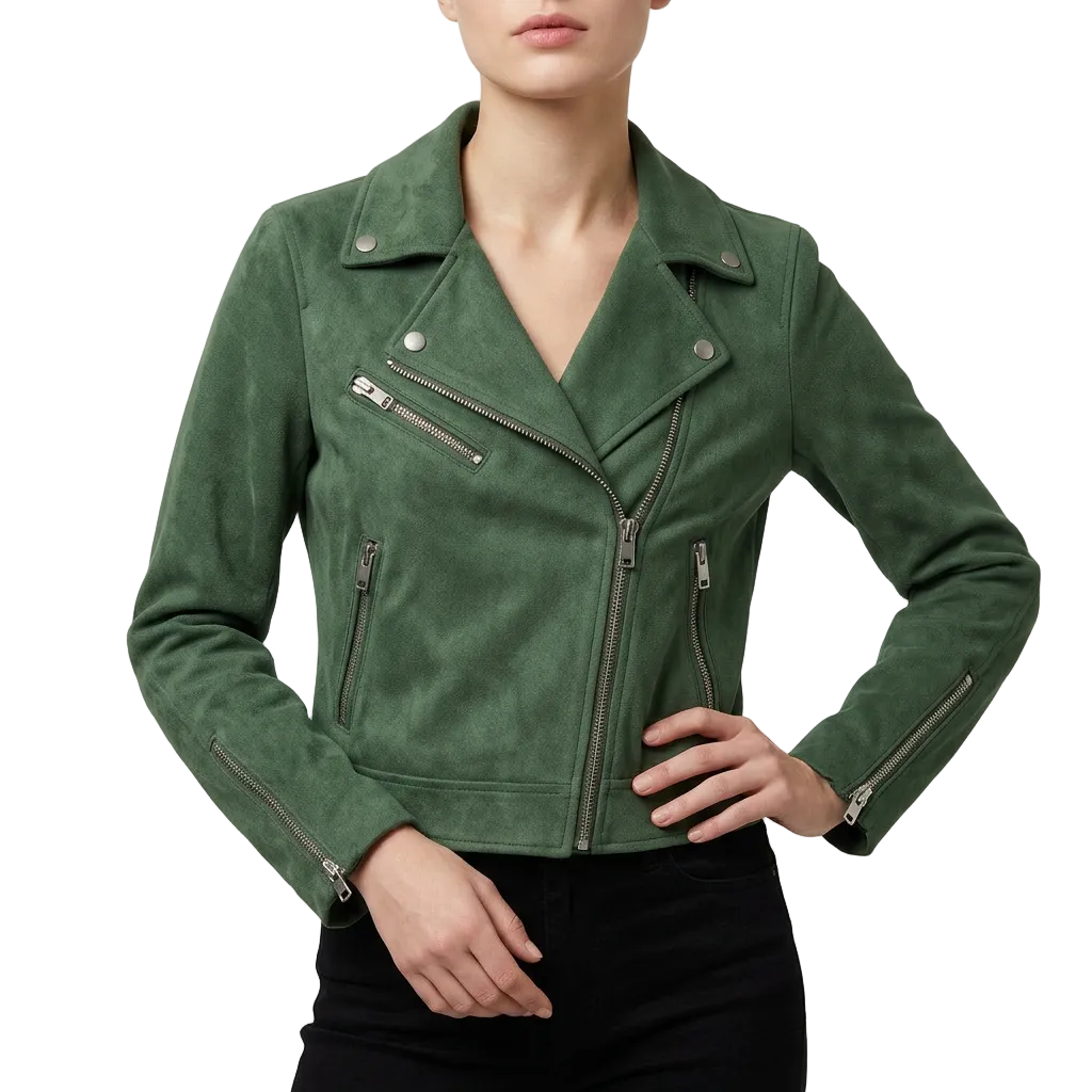 Women’s Jacket Biker Style Design and Zipper Cuffs