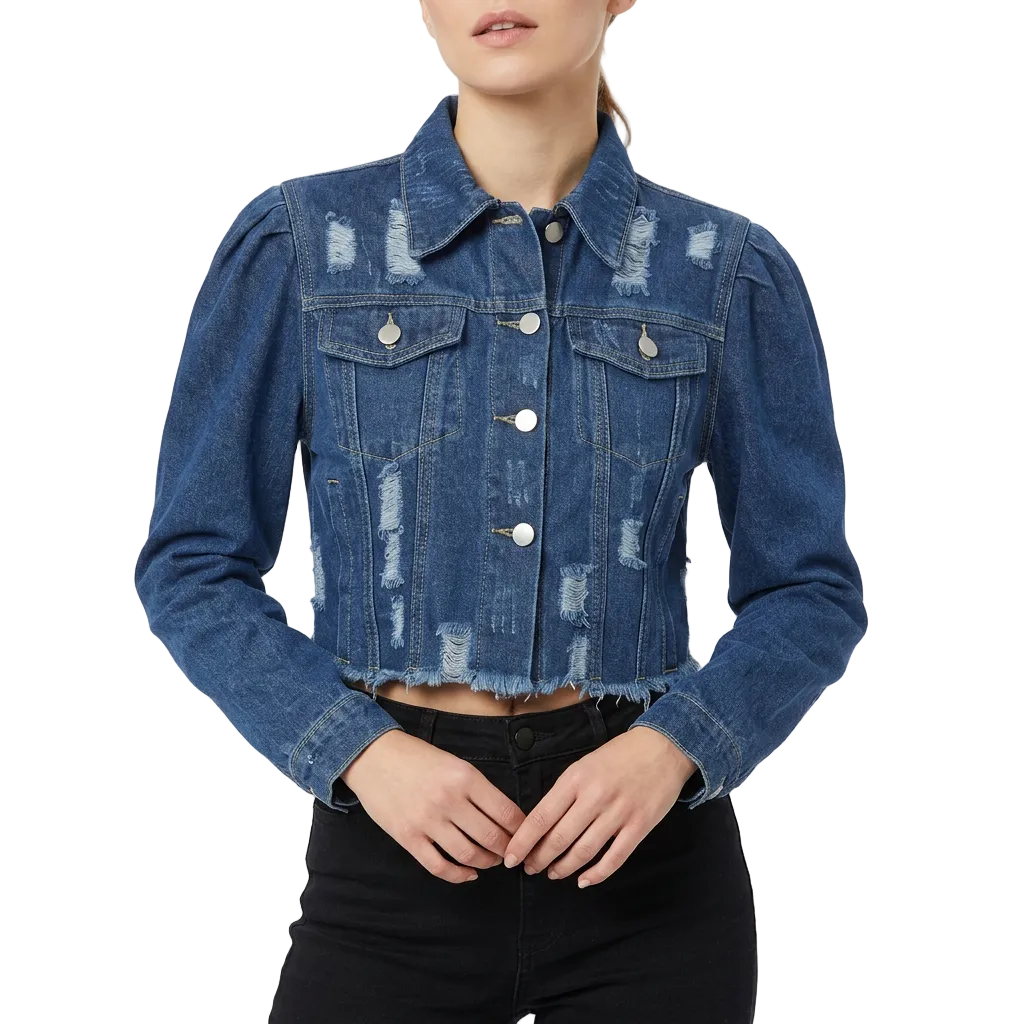 Women’s Jacket Button Down Front with Puff Sleeves