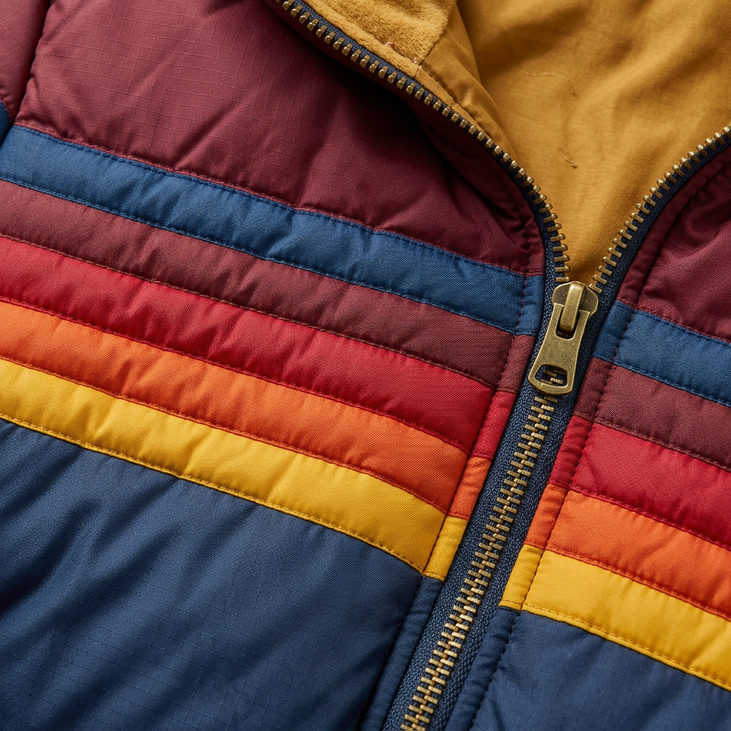 Women’s Jacket Hooded Design with Retro Striped Panels