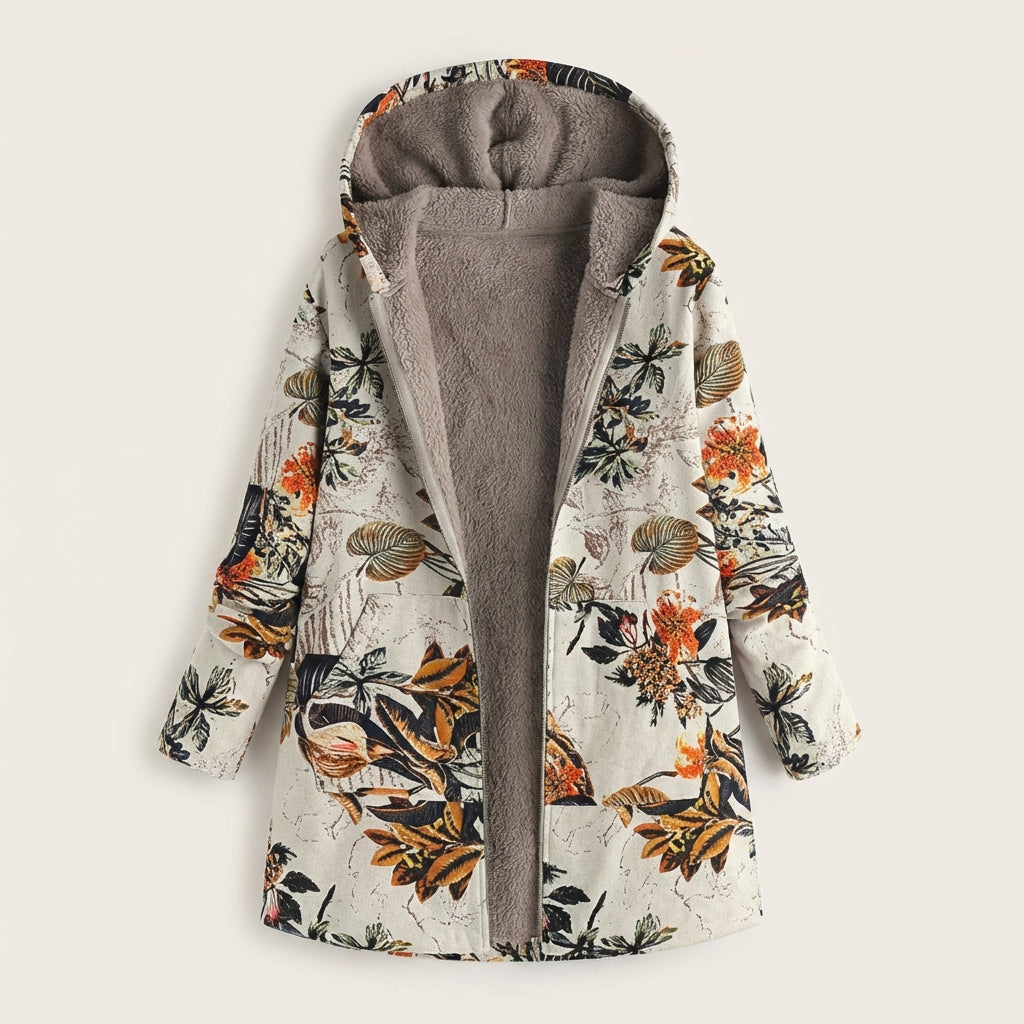 Women’s Jacket Hoodie Allover Botanical Pattern Style