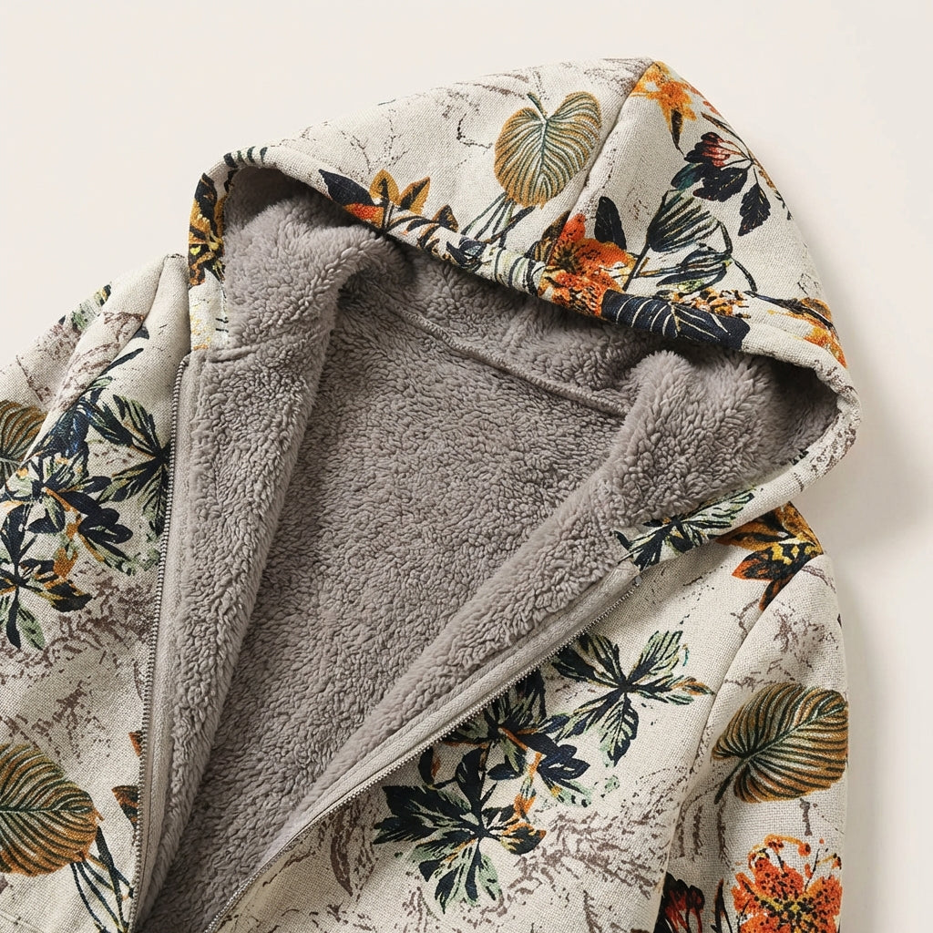Women’s Jacket Hoodie Allover Botanical Pattern Style