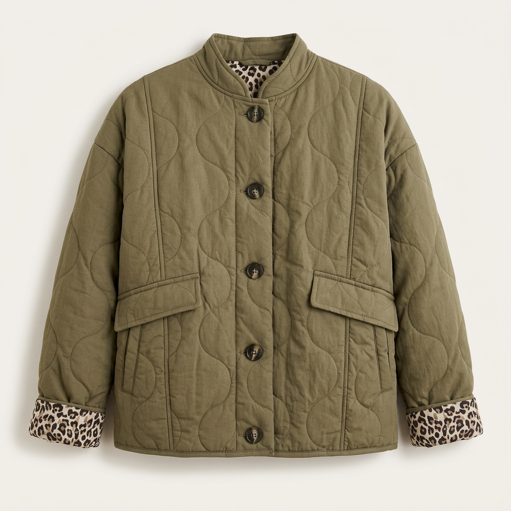 Women’s Jacket Long Sleeves and Animal Print Lining