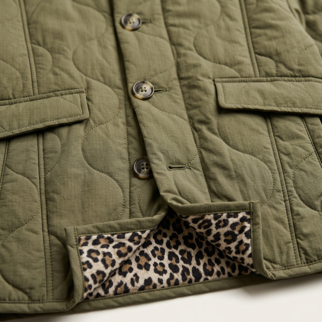 Women’s Jacket Long Sleeves and Animal Print Lining